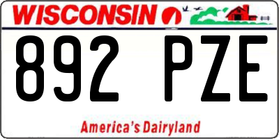 WI license plate 892PZE
