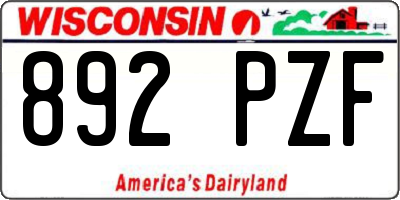 WI license plate 892PZF