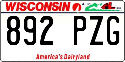 WI license plate 892PZG