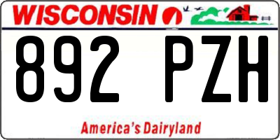 WI license plate 892PZH