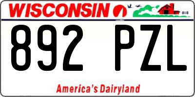 WI license plate 892PZL