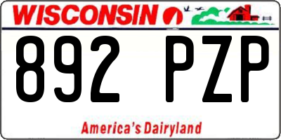 WI license plate 892PZP