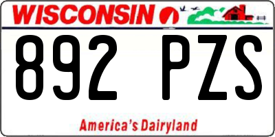 WI license plate 892PZS