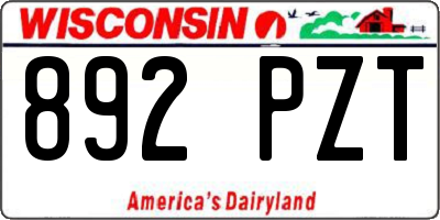 WI license plate 892PZT