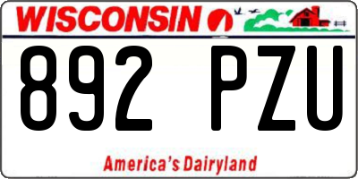 WI license plate 892PZU