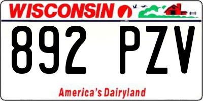 WI license plate 892PZV