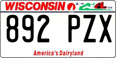 WI license plate 892PZX