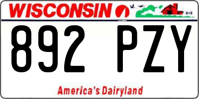 WI license plate 892PZY