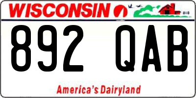 WI license plate 892QAB