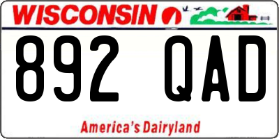 WI license plate 892QAD