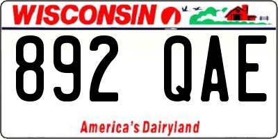 WI license plate 892QAE