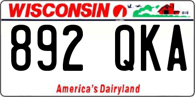 WI license plate 892QKA