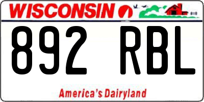 WI license plate 892RBL