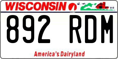 WI license plate 892RDM