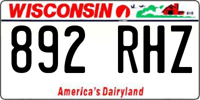 WI license plate 892RHZ