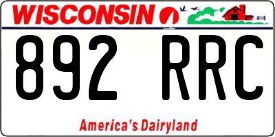 WI license plate 892RRC