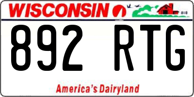 WI license plate 892RTG