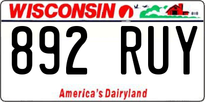 WI license plate 892RUY