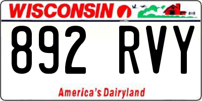 WI license plate 892RVY