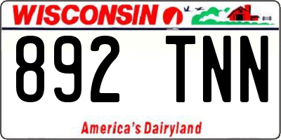 WI license plate 892TNN