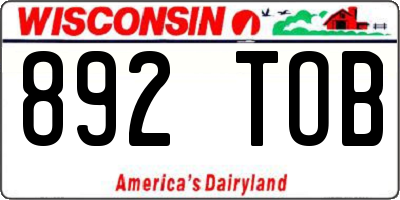 WI license plate 892TOB