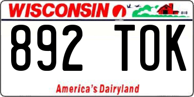 WI license plate 892TOK