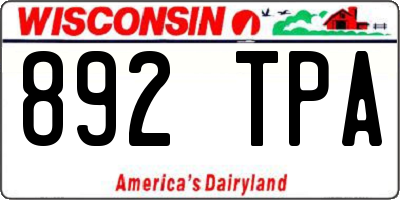 WI license plate 892TPA