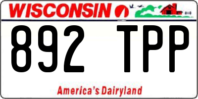 WI license plate 892TPP