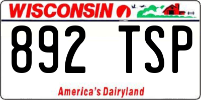 WI license plate 892TSP