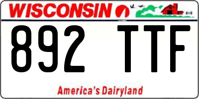 WI license plate 892TTF
