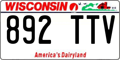 WI license plate 892TTV
