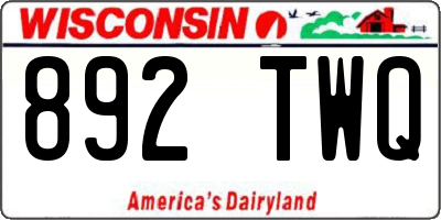 WI license plate 892TWQ