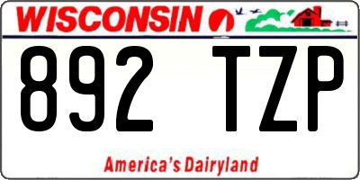 WI license plate 892TZP