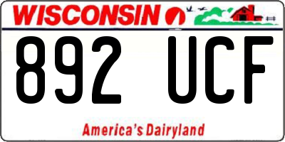 WI license plate 892UCF