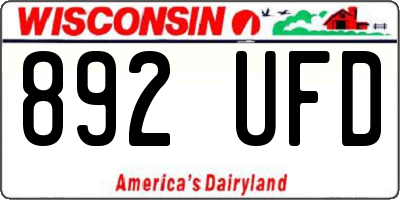 WI license plate 892UFD