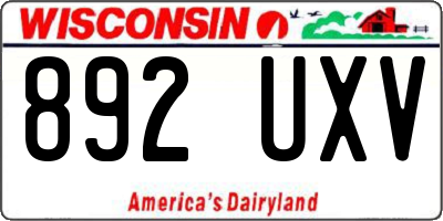 WI license plate 892UXV