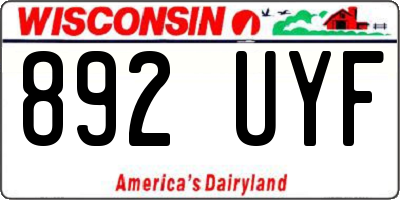 WI license plate 892UYF
