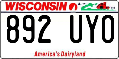 WI license plate 892UYO