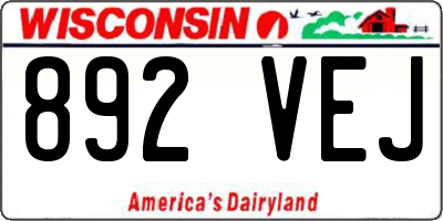 WI license plate 892VEJ