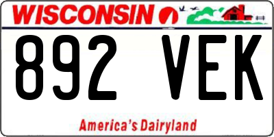 WI license plate 892VEK