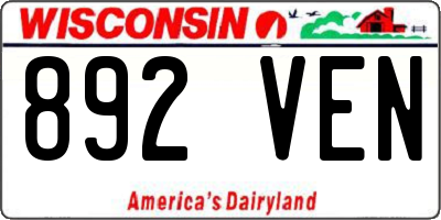 WI license plate 892VEN