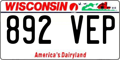 WI license plate 892VEP