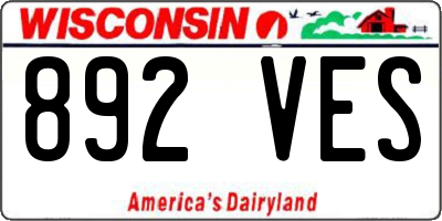 WI license plate 892VES
