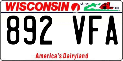 WI license plate 892VFA
