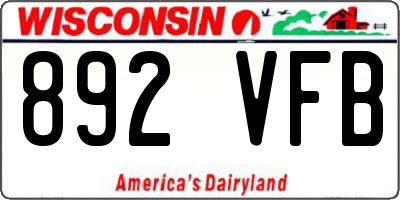 WI license plate 892VFB
