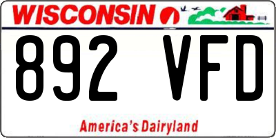 WI license plate 892VFD