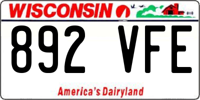 WI license plate 892VFE