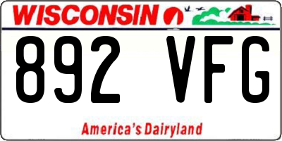 WI license plate 892VFG