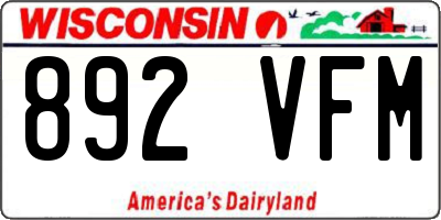 WI license plate 892VFM