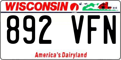 WI license plate 892VFN